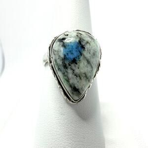 k2‎ jasper gemstone ring stamped .925 silver plated adjustable size 5-7.5